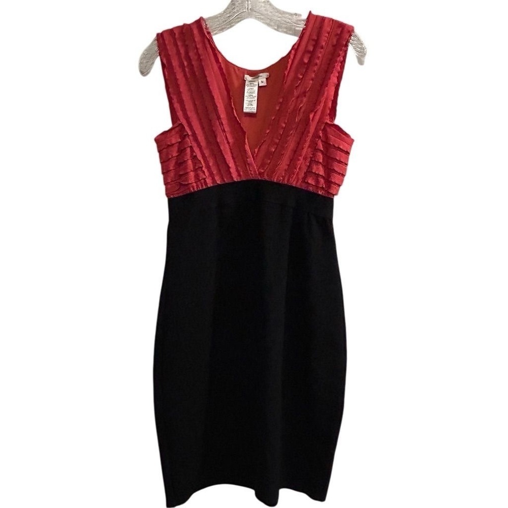 Sophia Max Women's V-Neck Sleeveless Sheath Dress‎ M Party Cocktail